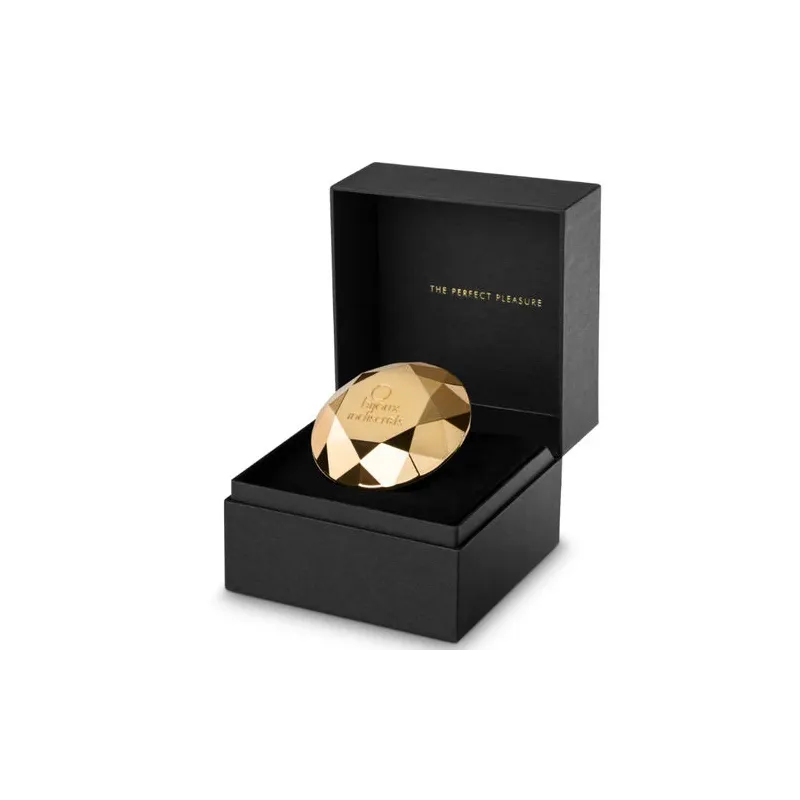 Gold diamond-shaped clitoral vibrator by Bijoux 21, designed for external stimulation.