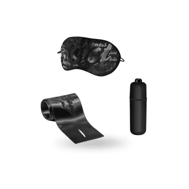 Set di giochi sensuali viola - manette di raso, maschera, gel intimo e palla vibrante di Bijoux Indiscrets
