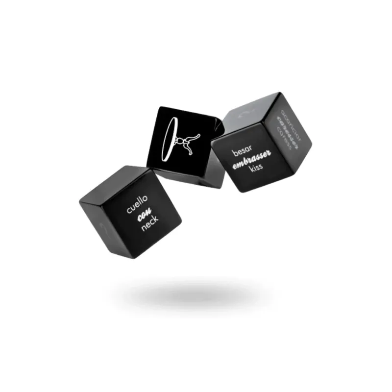 Juego de dados erótico para parejas Bijoux Petits Bonbons con tres dados y pegatinas reposicionables zonas cuerpo acciones lugar