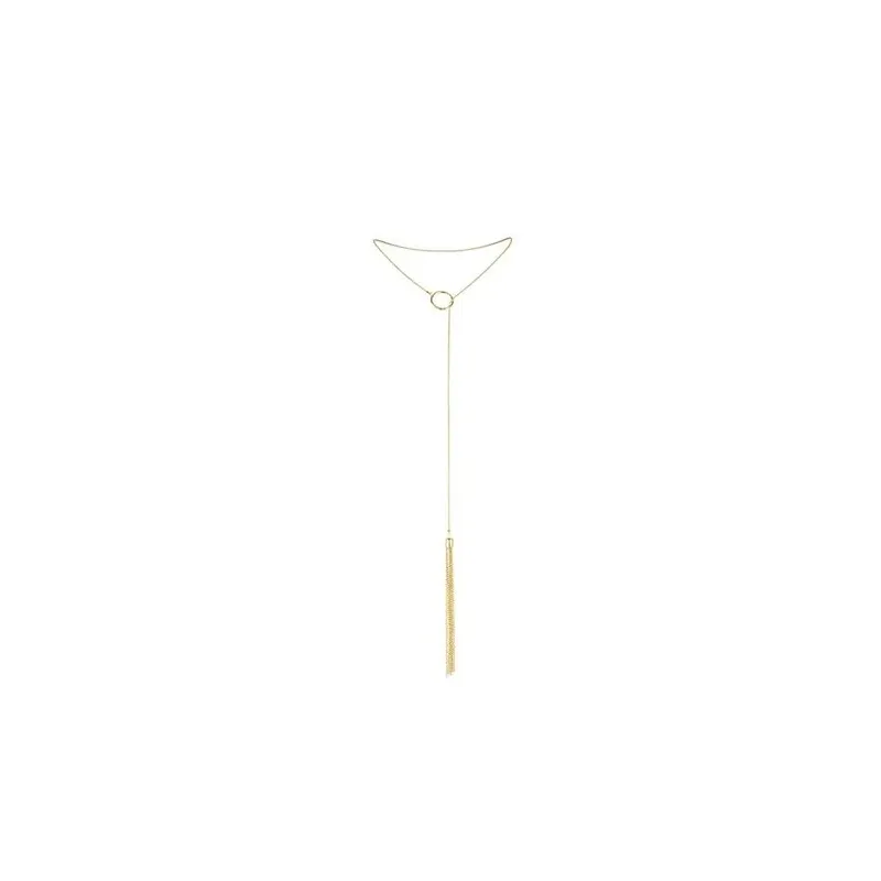 Collier métallique à franges dorées Bijoux Magnifique - finition mini fouet - accessoire vintage années 20