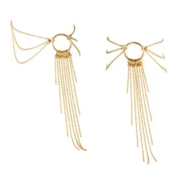 Braccialetto per piedi dorato con catenelle e piccoli anelli metallici, Bijoux Magnifique
