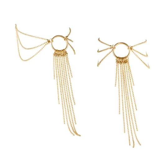 Bracelet de cheville doré avec chaînettes et rondelles métalliques, Bijoux Magnifique