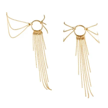 Bracelet de cheville doré avec chaînettes et rondelles métalliques, Bijoux Magnifique