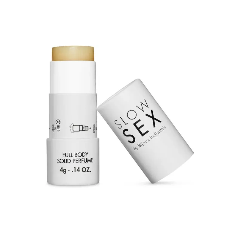 Profumo solido per corpo Slow Sex al cocco, confezione alluminio, senza alcol, per zone intime.