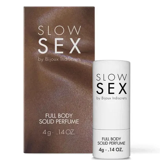 Profumo solido per corpo Slow Sex al cocco, confezione alluminio, senza alcol, per zone intime.