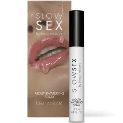 SLOW SEX Zitrus-Speichelspray 13 ml, kleine weiße Flasche mit schwarzem Verschluss, für den Mund.