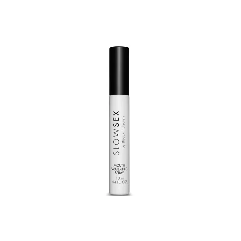 Spray salivare agli agrumi SLOW SEX 13 ml, piccolo flacone bianco con tappo nero, per idratare la bocca.