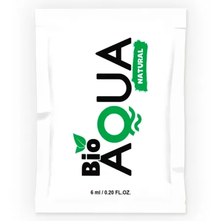 Transparent bottle of BIOAQUA 6 ml water-based lubricant, natural fragrance-free formula