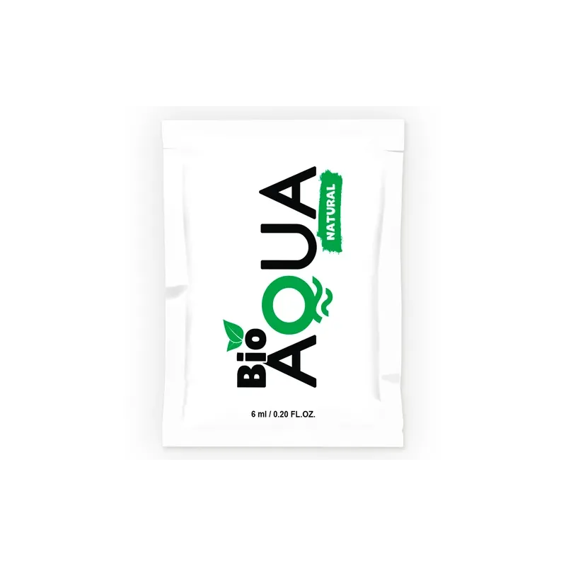 Flacone trasparente di lubrificante a base d'acqua BIOAQUA 6 ml, formula naturale senza profumo