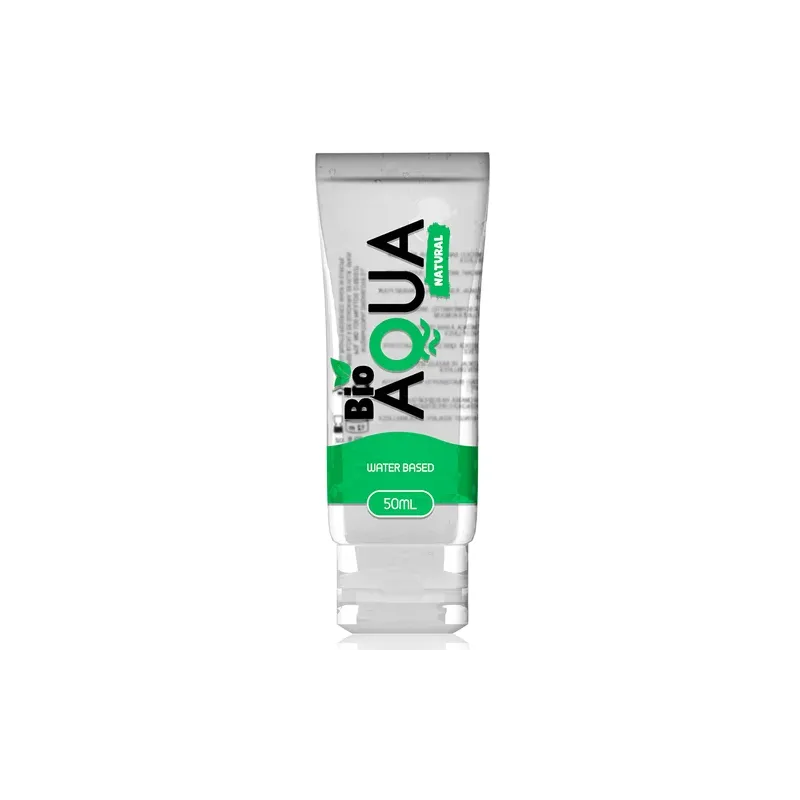 Flacone trasparente di lubrificante naturale BIOAQUA a base d’acqua 50 ml, incolore e inodore