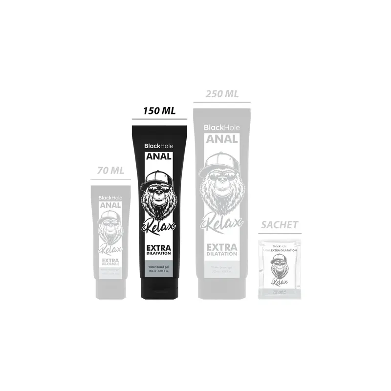 Gel dilatateur anal transparent Black Hole à base d'eau pour relaxation, 150 ml