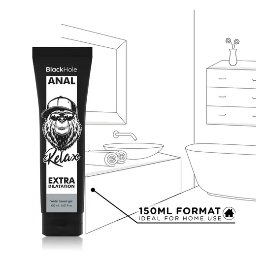 Gel dilatateur anal transparent Black Hole à base d'eau pour relaxation, 150 ml