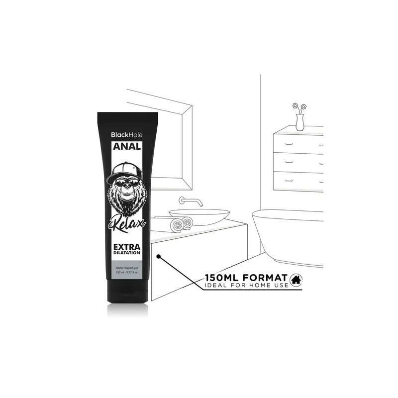 Gel dilatateur anal transparent Black Hole à base d'eau pour relaxation, 150 ml