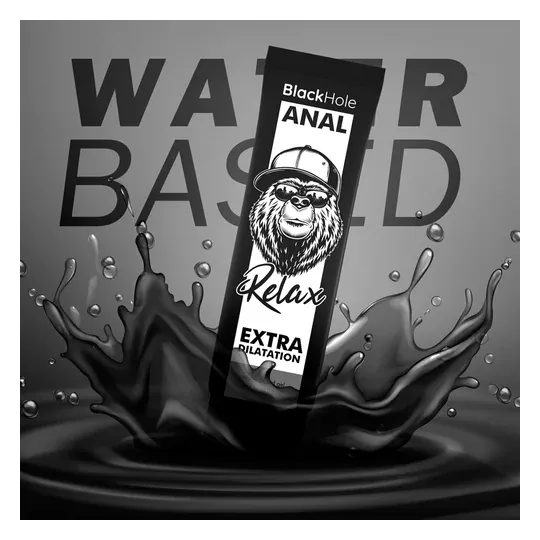 Gel lubrificante anale a base d'acqua BLACK HOLE 250 ml, incolore, inodore, per dilatazione anale dolce e rilassante.