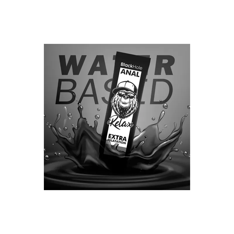 Gel lubrificante anale a base d'acqua BLACK HOLE 250 ml, incolore, inodore, per dilatazione anale dolce e rilassante.