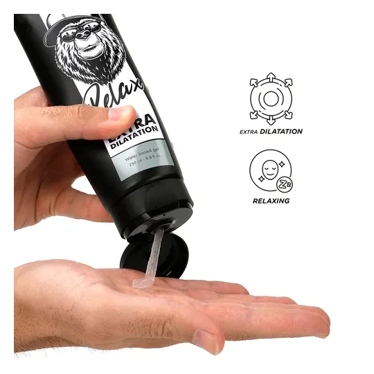 Gel lubrificante anale a base d'acqua BLACK HOLE 250 ml, incolore, inodore, per dilatazione anale dolce e rilassante.