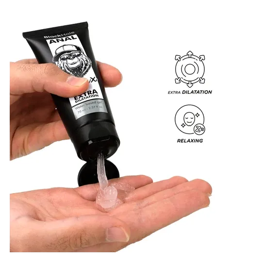 Black Hole water-based anal dilator gel, white/black tube, relaxes sphincter for pain-free anal sex