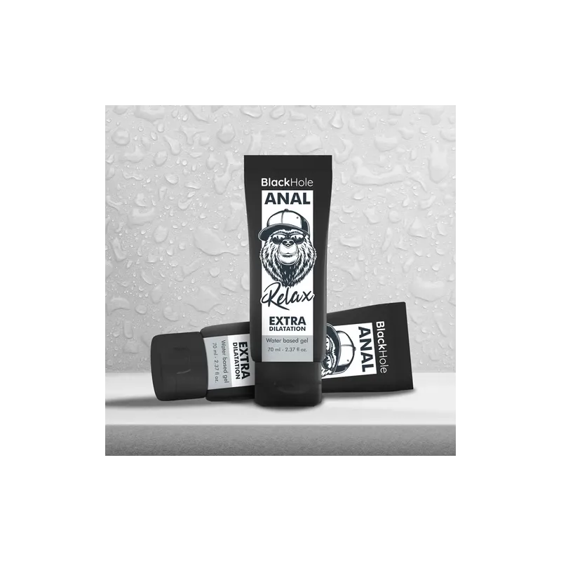 Gel dilatateur anal Black Hole à base d'eau, tube blanc/noir, relaxant sphincter pour pénétration sans douleur