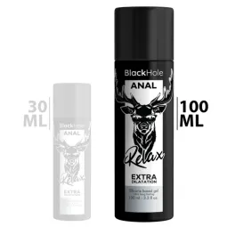 Black Hole silicone anal dilator gel 100 ml, clear relaxing lubricant for painless anal penetration.