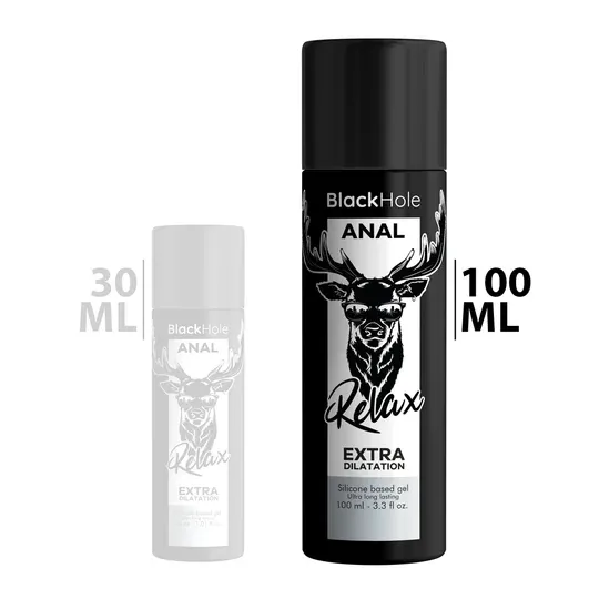 Gel dilatador anal de silicona 100 ml Black Hole, lubricante relajante incoloro para penetración anal sin dolor.