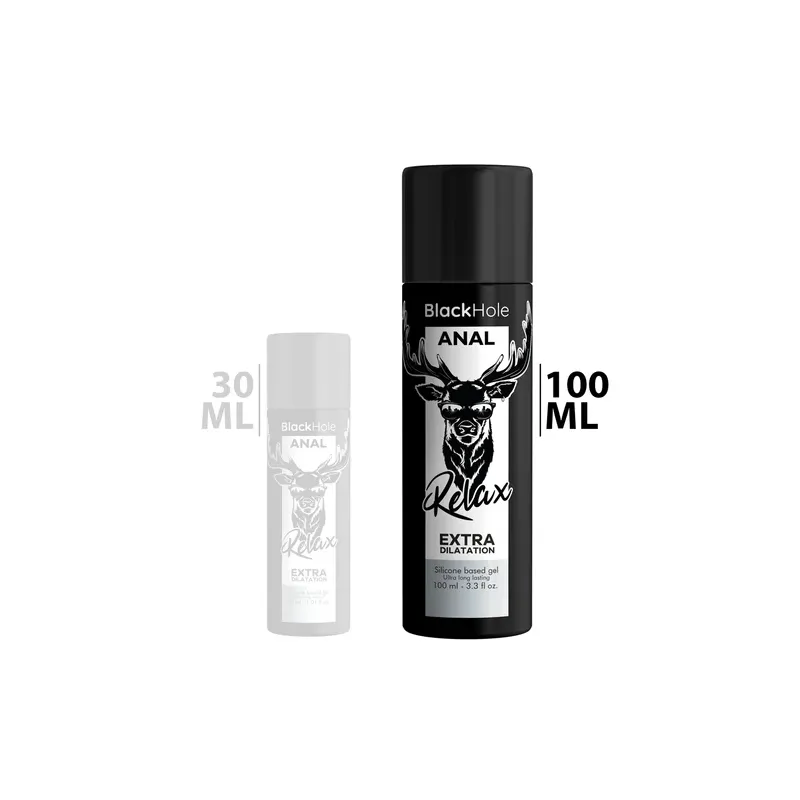 Gel dilatador anal de silicona 100 ml Black Hole, lubricante relajante incoloro para penetración anal sin dolor.