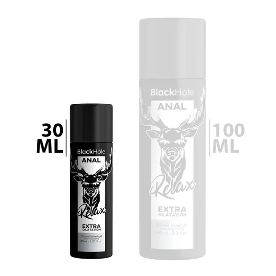 Schwarze Flasche mit Black Hole Silikon-Analdehnungsgleitmittel 30 ml zur rektalen Entspannung