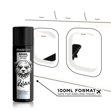 Gel rilassante anale Black Hole con silicone e olio di jojoba, 100 ml, lubrificazione a lunga durata per comfort.