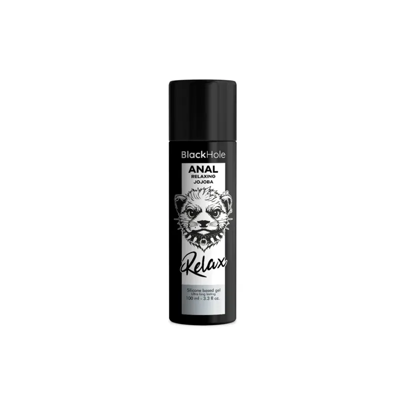 Gel rilassante anale Black Hole con silicone e olio di jojoba, 100 ml, lubrificazione a lunga durata per comfort.
