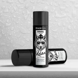 Lubrificante anale rilassante Black Hole a base d'acqua con acido ialuronico, flacone trasparente 100 ml