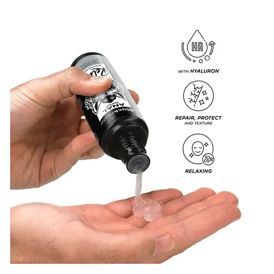 Lubrifiant anal relaxant Black Hole à base d'eau et acide hyaluronique, flacon transparent 100 ml