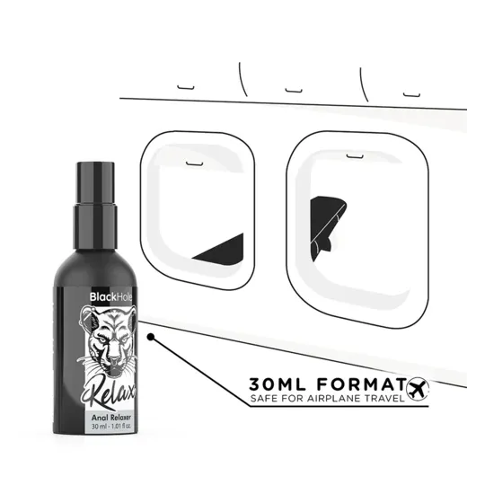 Spray relajante anal Black Hole 30 ml frasco negro, facilita la dilatación y lubricación extra" }, { "fr": "Boîte d'emballage du