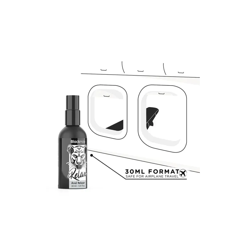 Spray rilassante anale Black Hole 30 ml flacone nero, favorisce dilatazione e lubrificazione extra