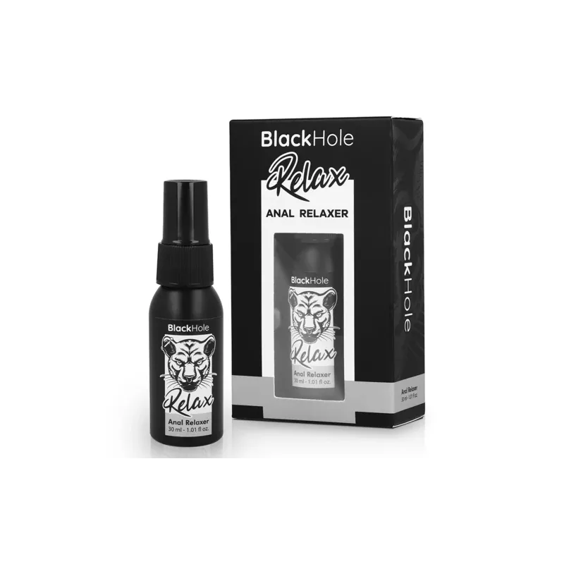 Spray rilassante anale Black Hole 30 ml flacone nero, favorisce dilatazione e lubrificazione extra