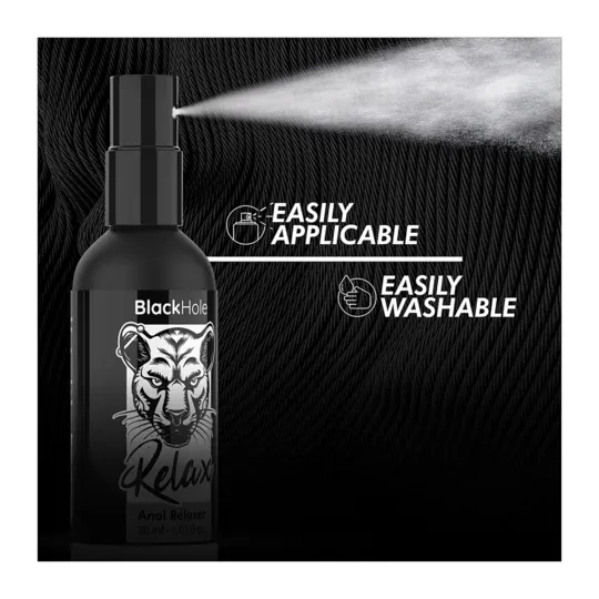 Spray rilassante anale Black Hole 30 ml flacone nero, favorisce dilatazione e lubrificazione extra
