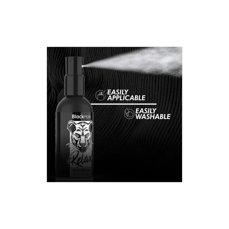 Spray rilassante anale Black Hole 30 ml flacone nero, favorisce dilatazione e lubrificazione extra