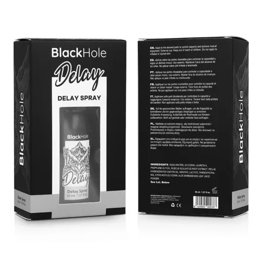 Spray ritardante BLACK HOLE 30 ml, a base d'acqua per prolungare il piacere