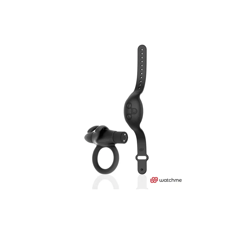 Vibrationsring BLACK&SILVER mit Watchme-Fernbedienung, schwarz-silber, USB-aufladbar.