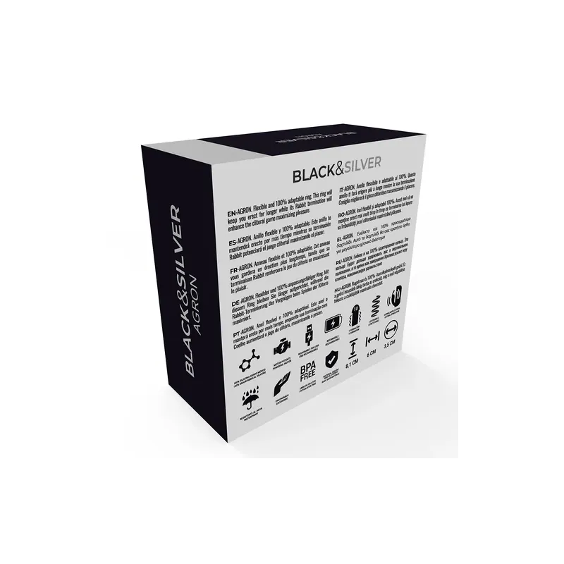 Vibrationsring BLACK&SILVER mit Watchme-Fernbedienung, schwarz-silber, USB-aufladbar.