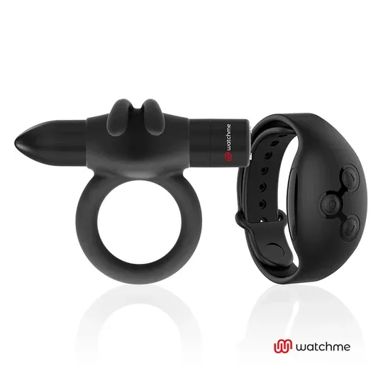 Vibrationsring BLACK&SILVER mit Watchme-Fernbedienung, schwarz-silber, USB-aufladbar.