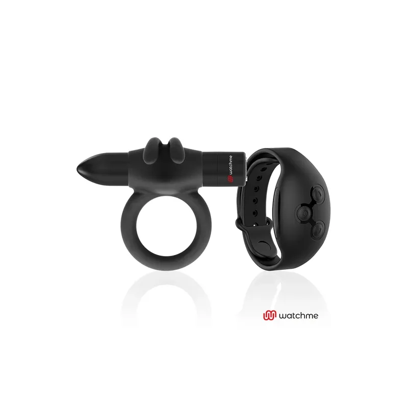 Vibrationsring BLACK&SILVER mit Watchme-Fernbedienung, schwarz-silber, USB-aufladbar.