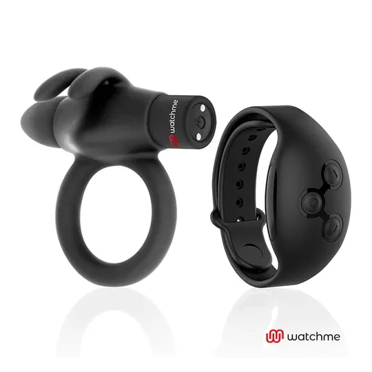 Vibrationsring BLACK&SILVER mit Watchme-Fernbedienung, schwarz-silber, USB-aufladbar.