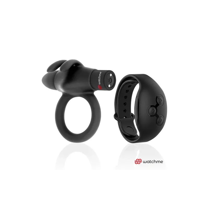 Vibrationsring BLACK&SILVER mit Watchme-Fernbedienung, schwarz-silber, USB-aufladbar.