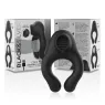 Anneau pénien vibrant en silicone noir Black&Silver avec stimulateur clitoridien rechargeable