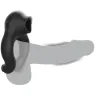 Anillo vibrante de silicona negra con estimulador de clítoris recargable Black&Silver