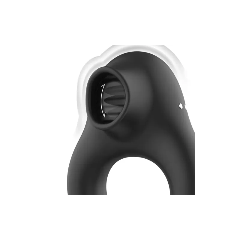 Black silicone vibrating cock ring with clitoral stimulator, rechargeable Black&Silver