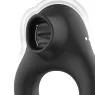 Anillo vibrante de silicona negra con estimulador de clítoris recargable Black&Silver