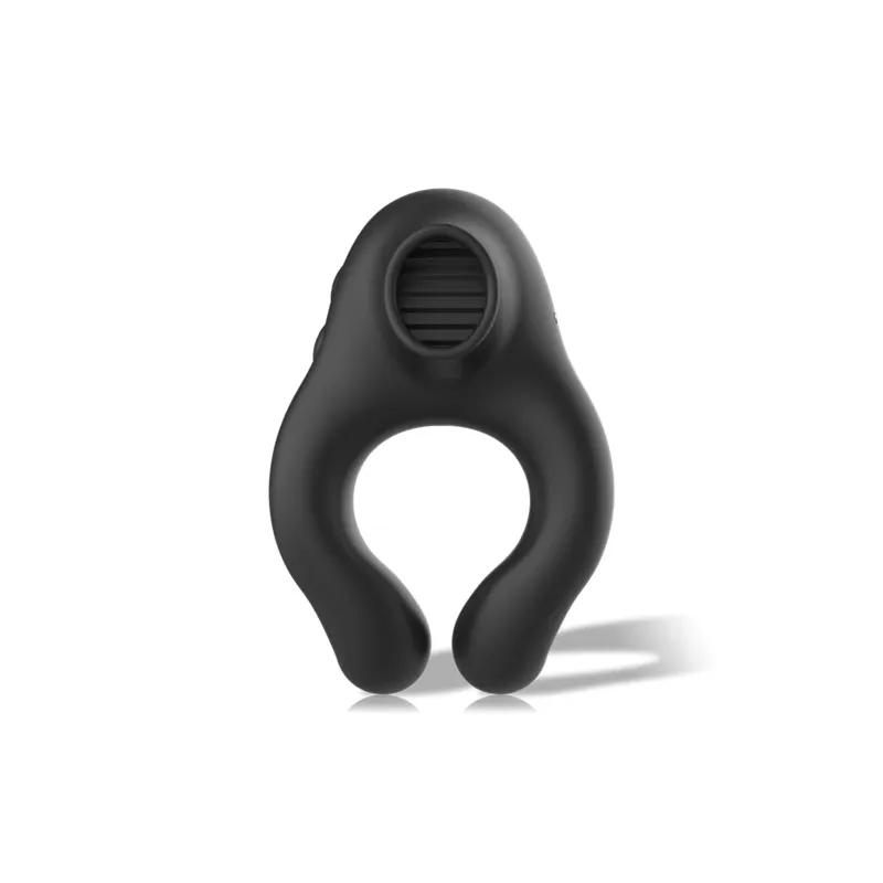 Anillo vibrante de silicona negra con estimulador de clítoris recargable Black&Silver