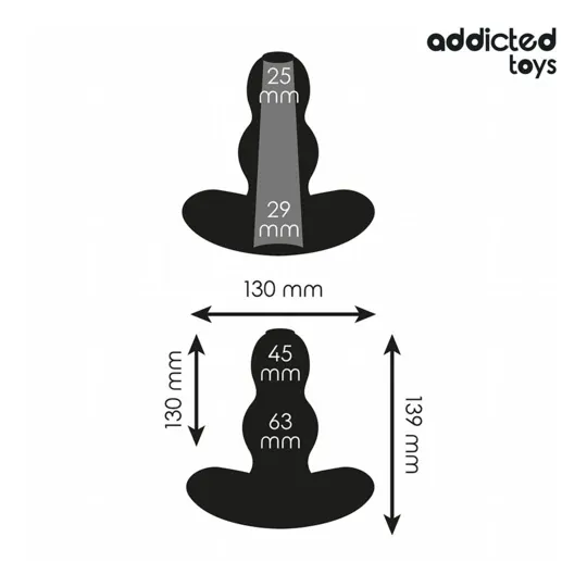 D-242844 Addicted Toys - Plug anal creux XL 13,9 cm silicone noir - vue principale