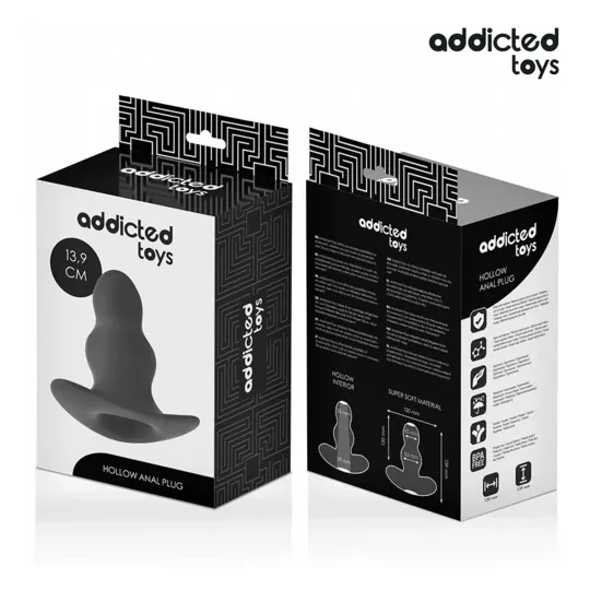 D-242844 Addicted Toys - Plug anal creux XL 13,9 cm silicone noir - vue principale