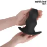 Overall view of the hollow anal plug XXL Addicted Toys in black silicone, length 15.2 cm.